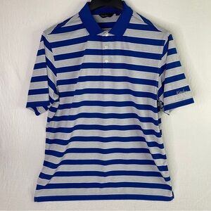 Walter Hagen (ESSENTIAL) Golf Polo Short Sleeve Blue & Gray Striped Shirt Size L